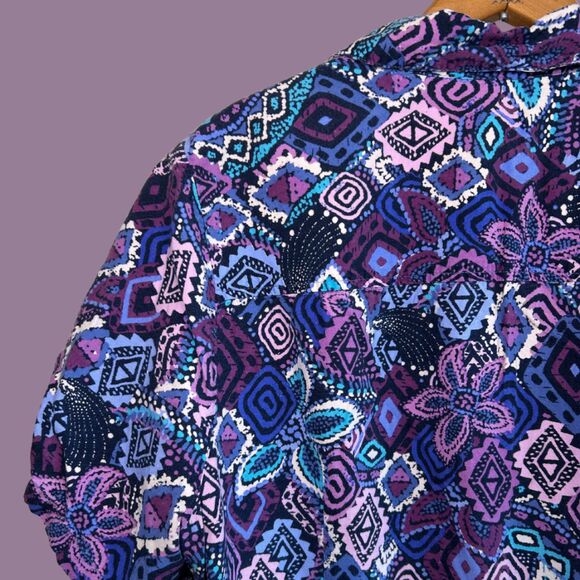 Vintage 90s Erika Geometric Print Button Down Shirt - Picture 6 of 8